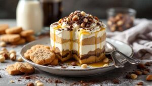 Mattoncino dolce senza cottura al caffè: biscotti, mascarpone e nocciole in un'ora