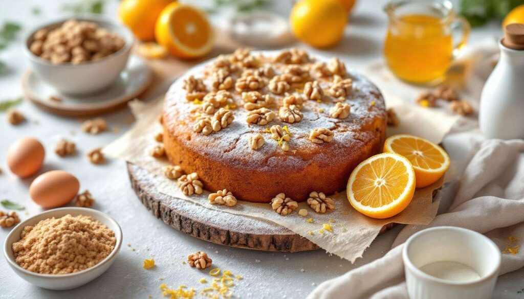 La torta di farina integrale, noci e agrumi: dolce soffice e profumato senza glutine da assaggiare subito