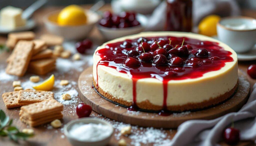 Avevo del formaggio spalmabile, ho deciso di preparare una cheesecake con topping di ciliegie ed è una delizia