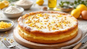 Torta della nonna senza burro: frolla all'olio, crema al limone e pinoli croccanti