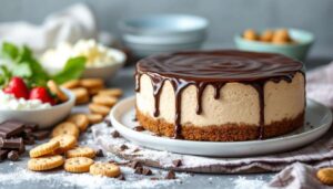 Cheesecake al cioccolato senza forno: crema vellutata e ganache fondente in frigo