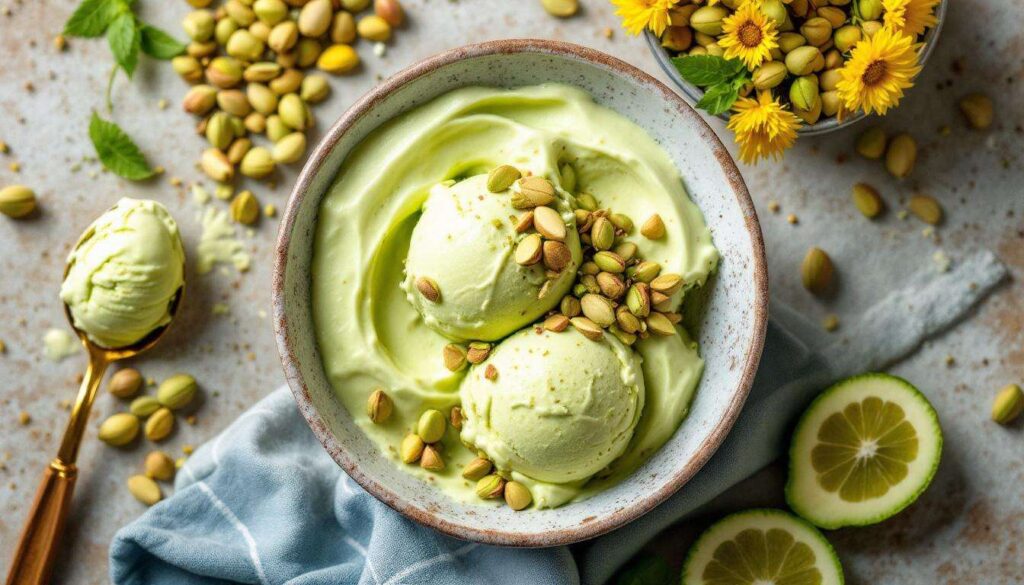 Gelato al pistacchio fatto in casa senza gelatiera: cremoso con 3 ingredienti
