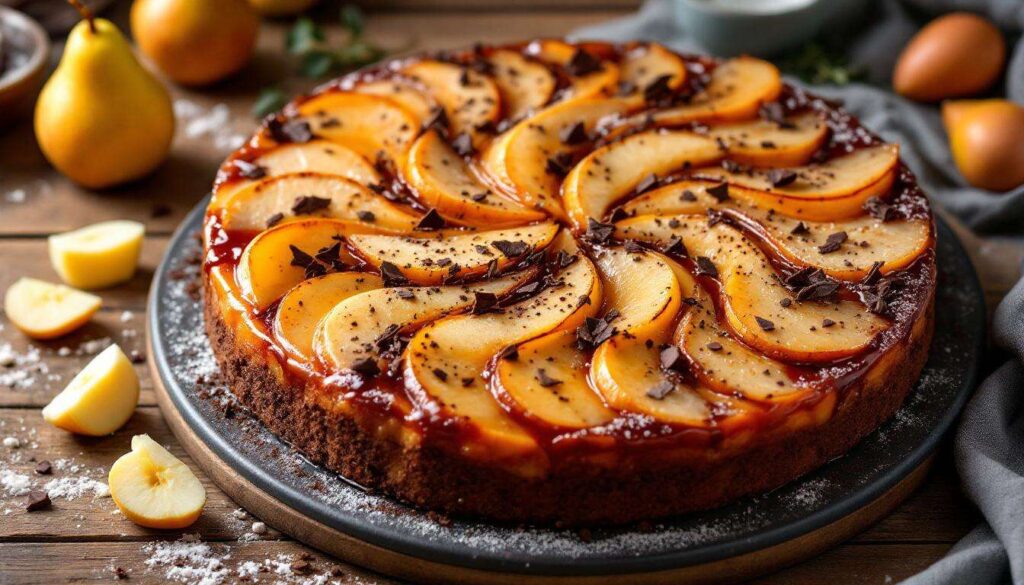 Torta rovesciata alle pere e cioccolato: il dolce capovolto che stupisce ogni volta