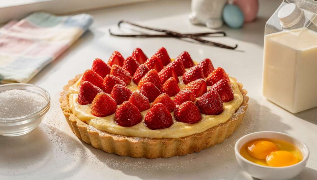 Crostata di fragole e crema pasticcera: il dolce da portare a Pasquetta pronto in 25 minuti