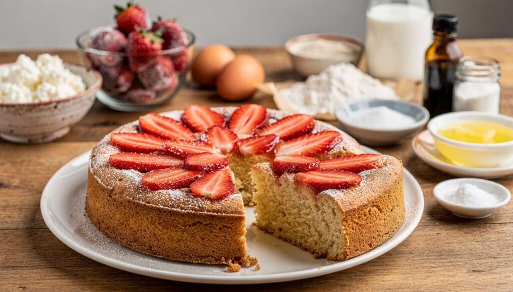 Torta di fragole e ricotta senza burro: umida, delicata e con sole 130 calorie a fetta