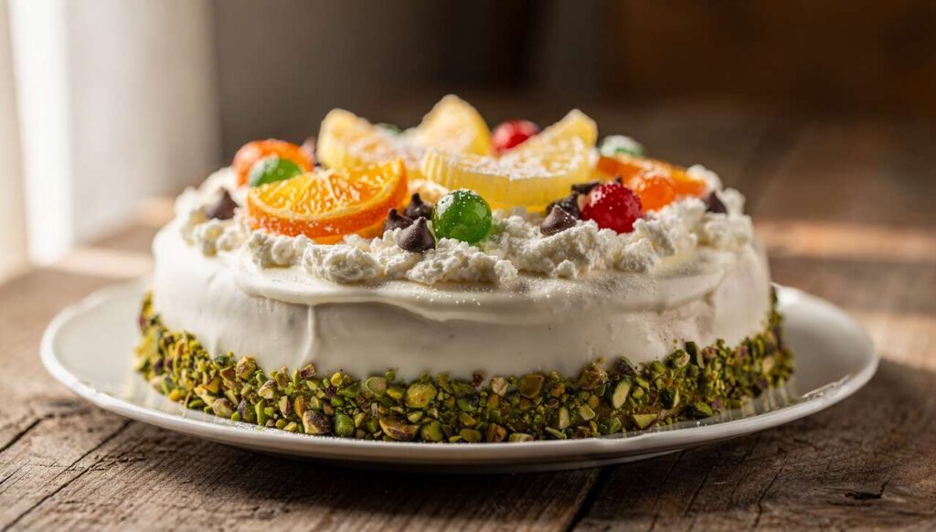 Cassata siciliana senza forno, con ricotta di pecora e frutta candita fatta in casa