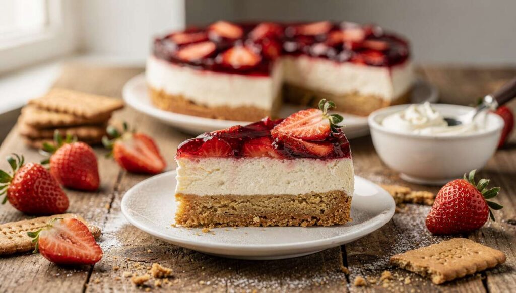 Cheesecake alle fragole senza cottura: base croccante, crema vellutata e pronta in 20 minuti