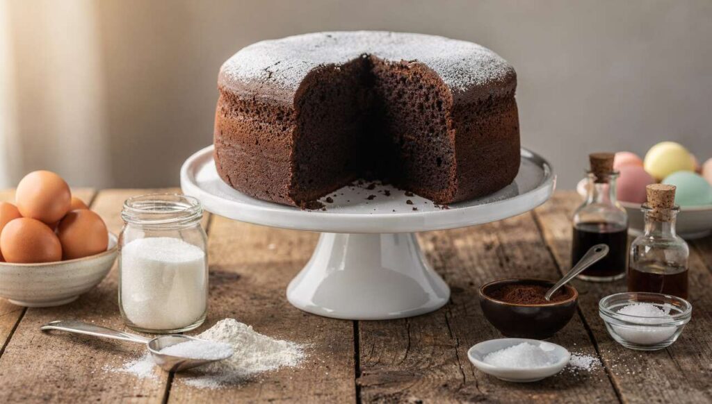 Pan di Spagna al cacao per la torta di Pasqua: alto, soffice e senza lievito chimico