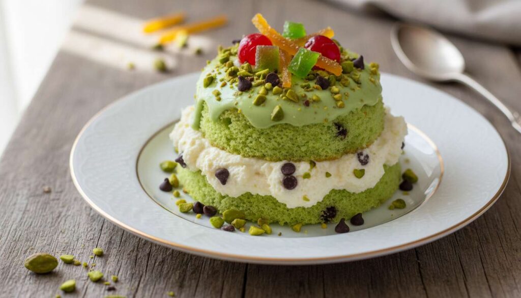 Cassata siciliana monoporzione senza forno: ricotta di pecora, pistacchio di Bronte e glassa in 30 minuti