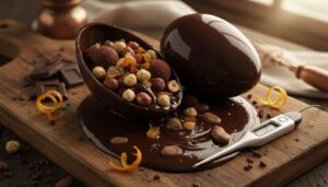 Uovo di Pasqua al cioccolato fondente fatto in casa: liscio, lucido e con sorpresa in 4 passaggi