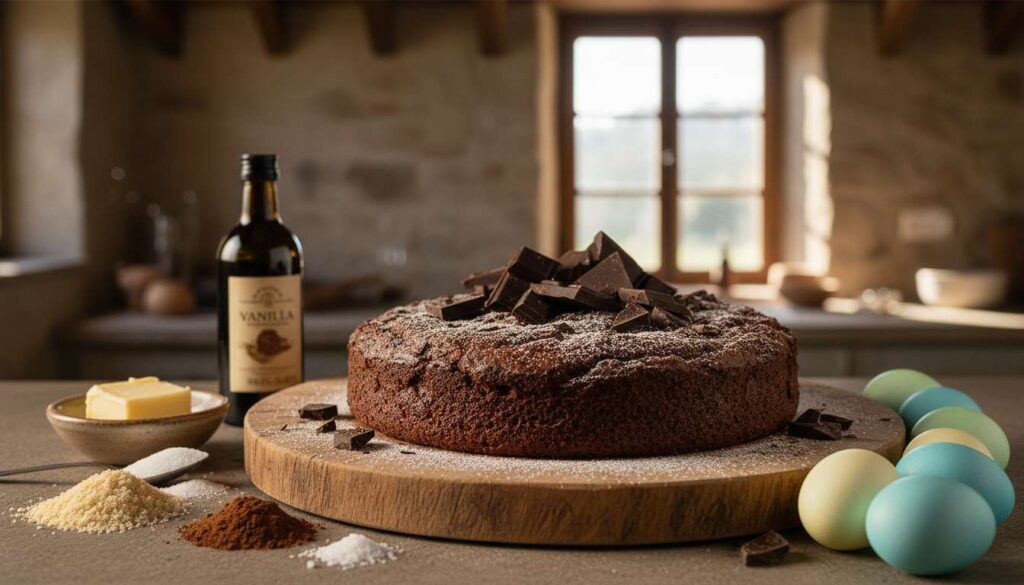 Torta caprese al cioccolato fondente senza farina, umida e pronta in 40 minuti per Pasquetta