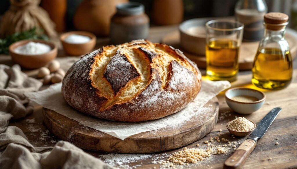 Pane cafone napoletano fatto in casa con lievito madre: crosta spessa e mollica alta