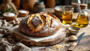 Pane cafone napoletano fatto in casa con lievito madre: crosta spessa e mollica alta