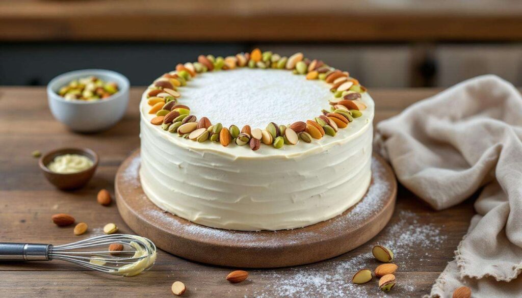 Torta al pistacchio di Bronte con crema bianca: semplice, scenografica e senza glutine